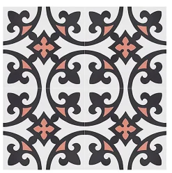 Pegane 4 Carreaux de ciment véritable 0,16m2 / Carreaux de ciment artisanaux Multicolore pour sol et mur - l.20 x L.20 cm- Mosaïque Pour Pièce À Vivre