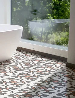 Pegane 4 Carreaux de ciment véritable 0,16m2 / Carreaux de ciment artisanaux Multicolore pour sol et mur - l.20 x L.20 cm- Mosaïque Pour Pièce À Vivre