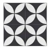 Pegane Mosaïque Pour Salle De Bains<4 Carreaux de ciment véritable 0,16m2 / Carreaux de ciment artisanaux pour sol et mur coloris noir/blanc - l.20 x L.20cm