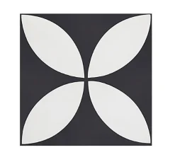 Pegane Mosaïque Pour Salle De Bains<4 Carreaux de ciment véritable 0,16m2 / Carreaux de ciment artisanaux pour sol et mur coloris noir/blanc - l.20 x L.20cm