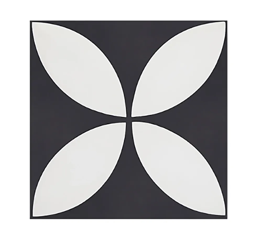 Pegane Mosaïque Pour Salle De Bains<4 Carreaux de ciment véritable 0,16m2 / Carreaux de ciment artisanaux pour sol et mur coloris noir/blanc - l.20 x L.20cm
