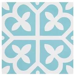 Pegane Mosaïque Pour Wc|Mosaïque<4 Carreaux de ciment véritable 0,16m2 / Carreaux de ciment artisanaux coloris bleu pour sol et mur - l.20 x L.20 cm