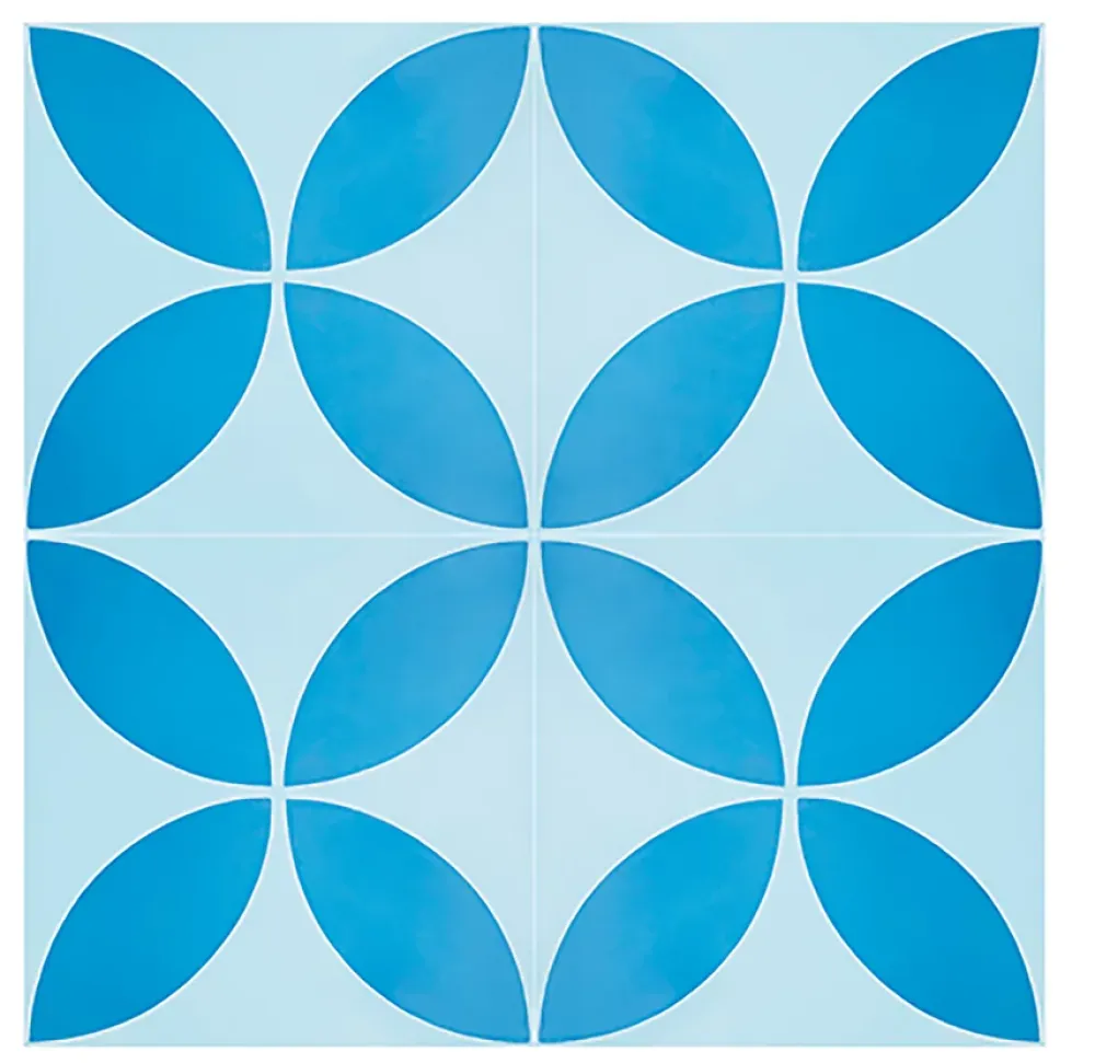 Pegane Mosaïque Pour Salle De Bains<4 Carreaux de ciment véritable 0,16m2/ Carreaux de ciment artisanaux coloris Bleu pour sol et mur - l.20 x L.20cm