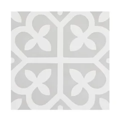 Pegane 4 Carreaux de ciment véritable 0,16m2 / Carreaux de ciment artisanaux pour sol et mur coloris gris et blanc - l.20 x L.20cm- Mosaïque Pour Pièce À Vivre|Mosaïque Pour Wc