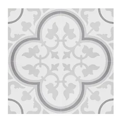 Pegane Mosaïque Pour Douche<4 Carreaux de ciment véritable 0,16m2 / Carreaux de ciment artisanaux pour sol et mur coloris Gris - l.20 x L.20cm