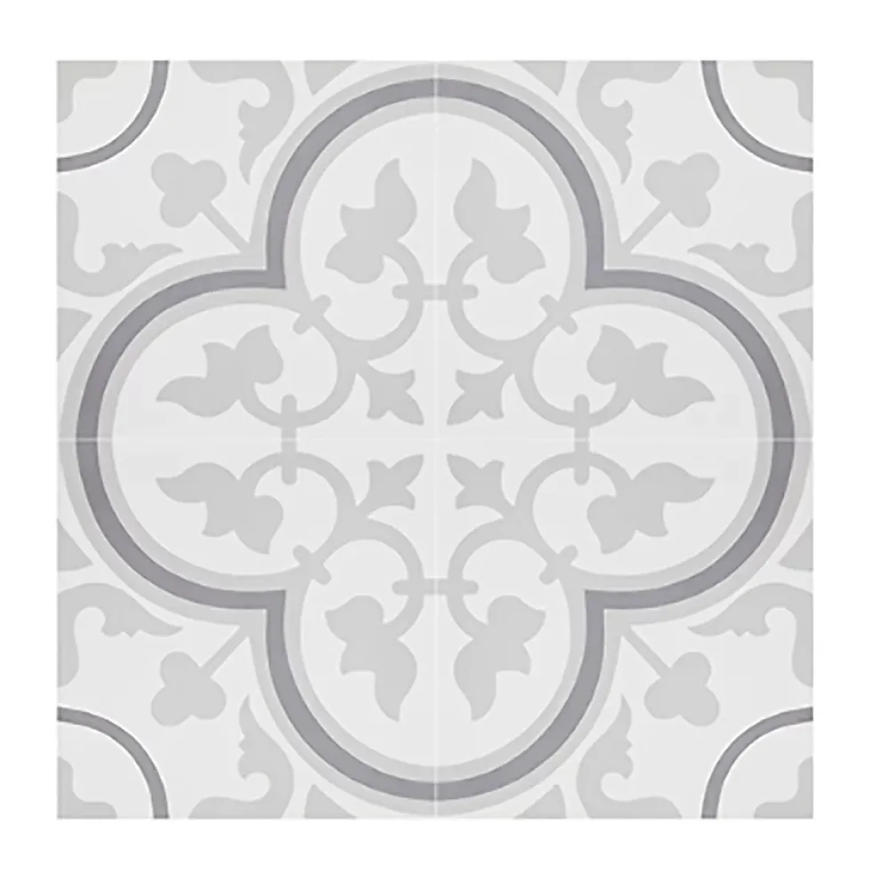 Pegane Mosaïque Pour Douche<4 Carreaux de ciment véritable 0,16m2 / Carreaux de ciment artisanaux pour sol et mur coloris Gris - l.20 x L.20cm