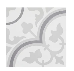 Pegane Mosaïque Pour Douche<4 Carreaux de ciment véritable 0,16m2 / Carreaux de ciment artisanaux pour sol et mur coloris Gris - l.20 x L.20cm