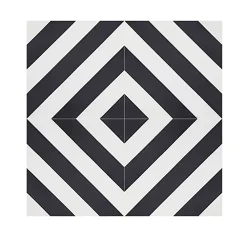 Pegane Mosaïque Pour Douche|Mosaïque Pour Pièce À Vivre<4 Carreaux de ciment véritable 0,16m2 / Carreaux de ciment artisanaux coloris noir/blanc pour sol et mur - l.20 x L.20 cm