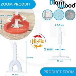 Diamwood Expert En Equipement 1000 Croisillons Autonivelants à Visser 2 mm "HI-FIX" Pour Carreaux de 2 à 20 mm - Diamwood- Outils Du Carreleur