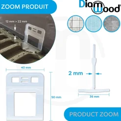 Diamwood Expert En Equipement Outils Du Carreleur<100 Croisillons XL 2 mm Autonivelants pour Carreaux de 12 à 22 mm - Diamwood