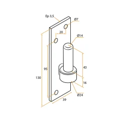 Tirard 4 Gonds sur platine, Noir, Diamètre 14 mm, Acier, pour Volet Battant Bois ou PVC- Volet Battant