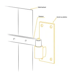 Tirard 4 Gonds sur platine, Noir, Diamètre 14 mm, Acier, pour Volet Battant Bois ou PVC- Volet Battant