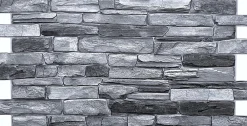 Ikhemalarka Panneau Mural Décoratif<4 m² 10 panneaux PVC 3D effet pierre muraux & de plafond, revêtement imitation carrelage Grey Stone