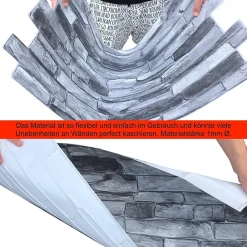 Ikhemalarka 4 m² 10 panneaux PVC 3D effet pierre muraux & de plafond, revêtement imitation carrelage Sand Stone Slate- Panneau Mural Décoratif