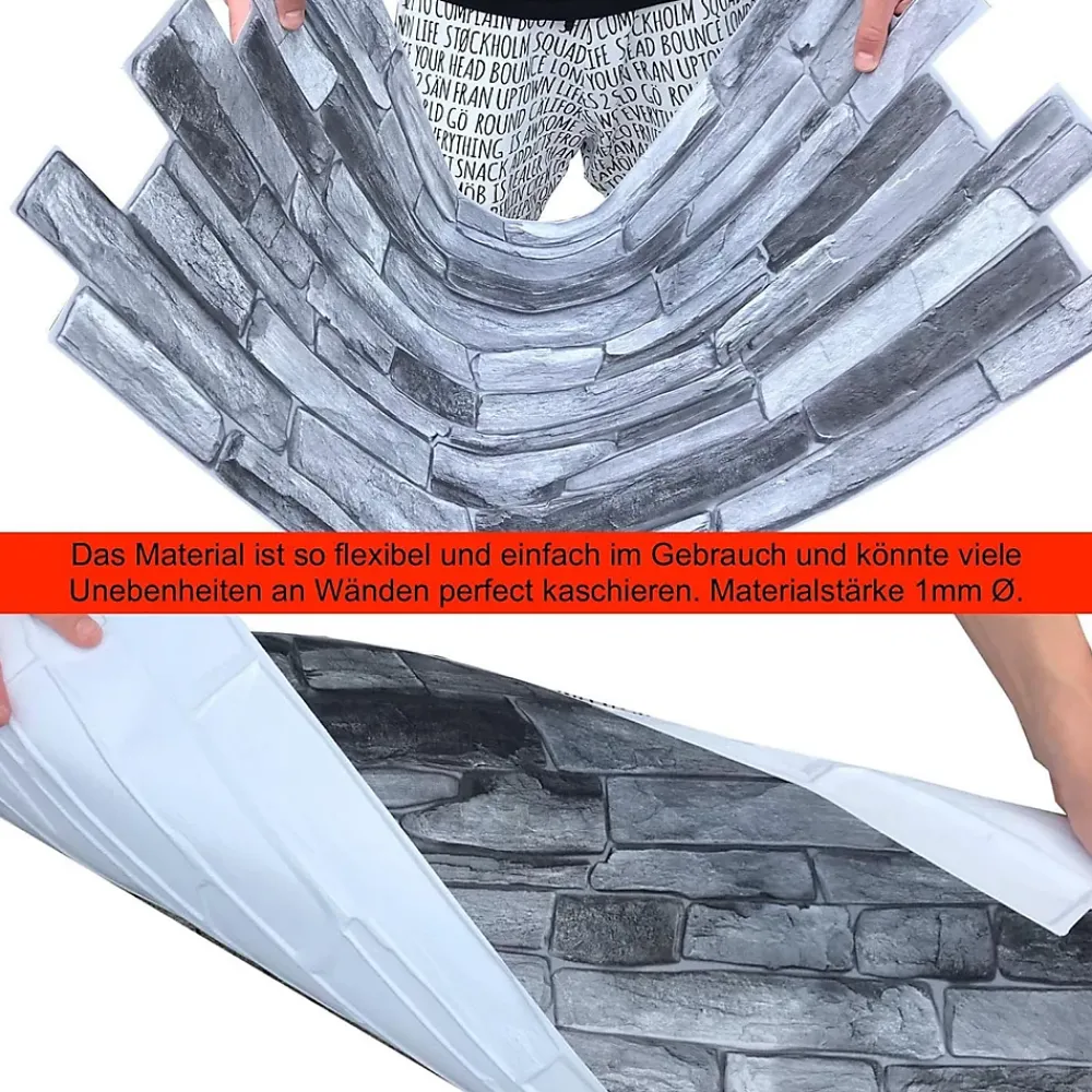 Ikhemalarka 4 m² 10 panneaux PVC 3D effet pierre muraux & de plafond, revêtement imitation carrelage Sand Stone Slate- Panneau Mural Décoratif
