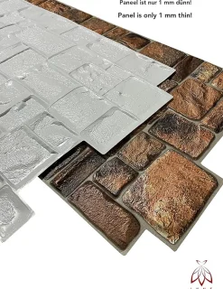 Ikhemalarka Panneau Mural Décoratif<4 m² 10 panneaux PVC 3D effet pierre muraux & de plafond, revêtement imitation carrelage Natur Stone