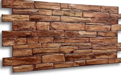 Ikhemalarka 4 m² 10 panneaux PVC 3D effet pierre muraux & de plafond, revêtement imitation carrelage Karelian- Panneau Mural Décoratif