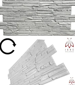 Ikhemalarka Panneau Mural Décoratif<4 m² 10 panneaux PVC 3D effet pierre muraux & de plafond, revêtement imitation carrelage Quartzite Grey