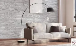 Ikhemalarka Panneau Mural Décoratif<4 m² 10 panneaux PVC 3D effet pierre muraux & de plafond, revêtement imitation carrelage Quartzite Grey