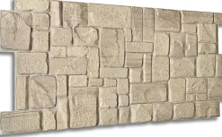 Ikhemalarka Panneau Mural Décoratif<4 m² 10 panneaux PVC 3D effet pierre muraux & de plafond, revêtement imitation carrelage Beige Stone