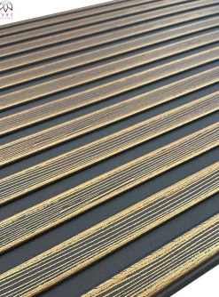 Ikhemalarka Panneau Mural Décoratif<6 m2 12 pièces Panneaux muraux de plafond en polystyrène Effet lamelle Décor Imitation Lamelle Revêtement léger XL Slats Gold