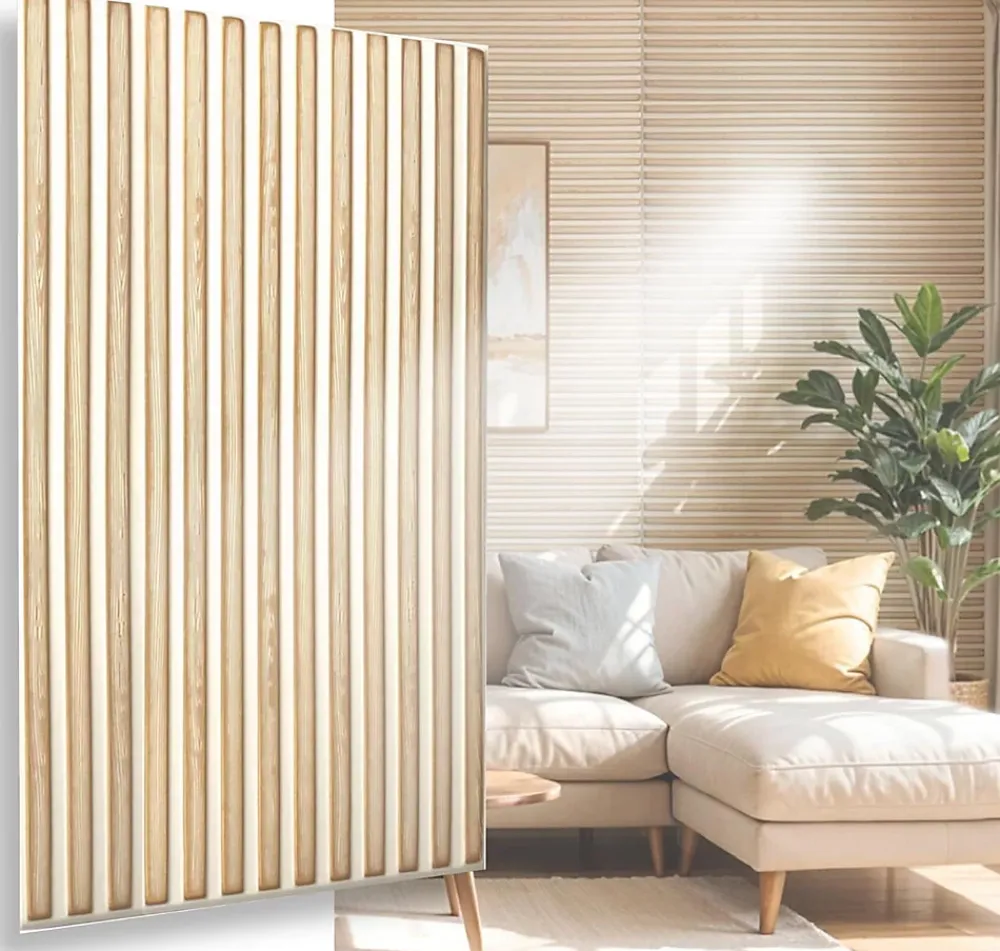 Ikhemalarka Panneau Mural Décoratif<6 m2 12 pièces Panneaux muraux de plafond en polystyrène Effet Lattes Décor Imitation Lamelle Revêtement léger Slats White Gold