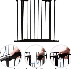 Giantex Barrière De Sécurité<8 Pcs Barrieres de Securite Extensible a Pression Grill DIY Protection pour Bebe Animaux Cheminee Escalier Noir
