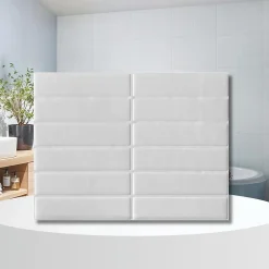 Ikhemalarka 40 pièces 2,6m2 Panneaux de 3D Carreaux en plastique autocollants Revêtement mural imperméable Carreaux- Panneau Mural Décoratif
