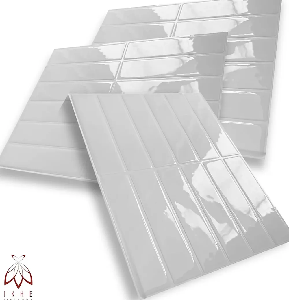 Ikhemalarka 40 pièces 2,6m2 Panneaux de 3D Carreaux en plastique autocollants Revêtement mural imperméable Carreaux- Panneau Mural Décoratif