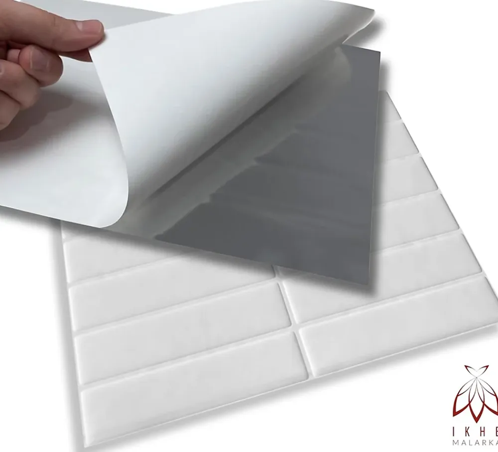 Ikhemalarka 40 pièces 2,6m2 Panneaux de 3D Carreaux en plastique autocollants Revêtement mural imperméable Carreaux- Panneau Mural Décoratif