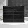 Ikhemalarka 40 pièces 2,6m2 Panneaux de 3D Carreaux en plastique autocollants Revêtement mural imperméable Carreaux- Panneau Mural Décoratif