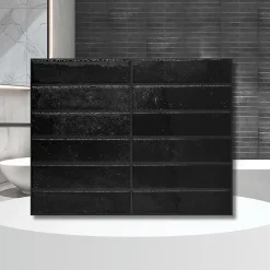 Ikhemalarka 40 pièces 2,6m2 Panneaux de 3D Carreaux en plastique autocollants Revêtement mural imperméable Carreaux- Panneau Mural Décoratif