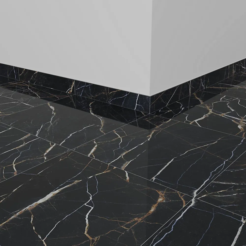 Baldocer Plinthe Pour Carrelage Sol<5 Plinthes carrelage effet marbre noir et doré L.60 x l.10 cm x ép.9 mm, Moonlight