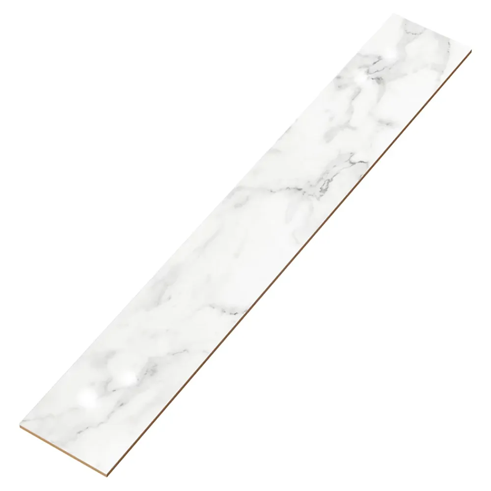 GoodHome 4 Plinthes en carrelage effet marbre blanc brillant L.60,8 x 9 cm x ép.8,5 mm, Aruma- Plinthe Pour Carrelage Sol