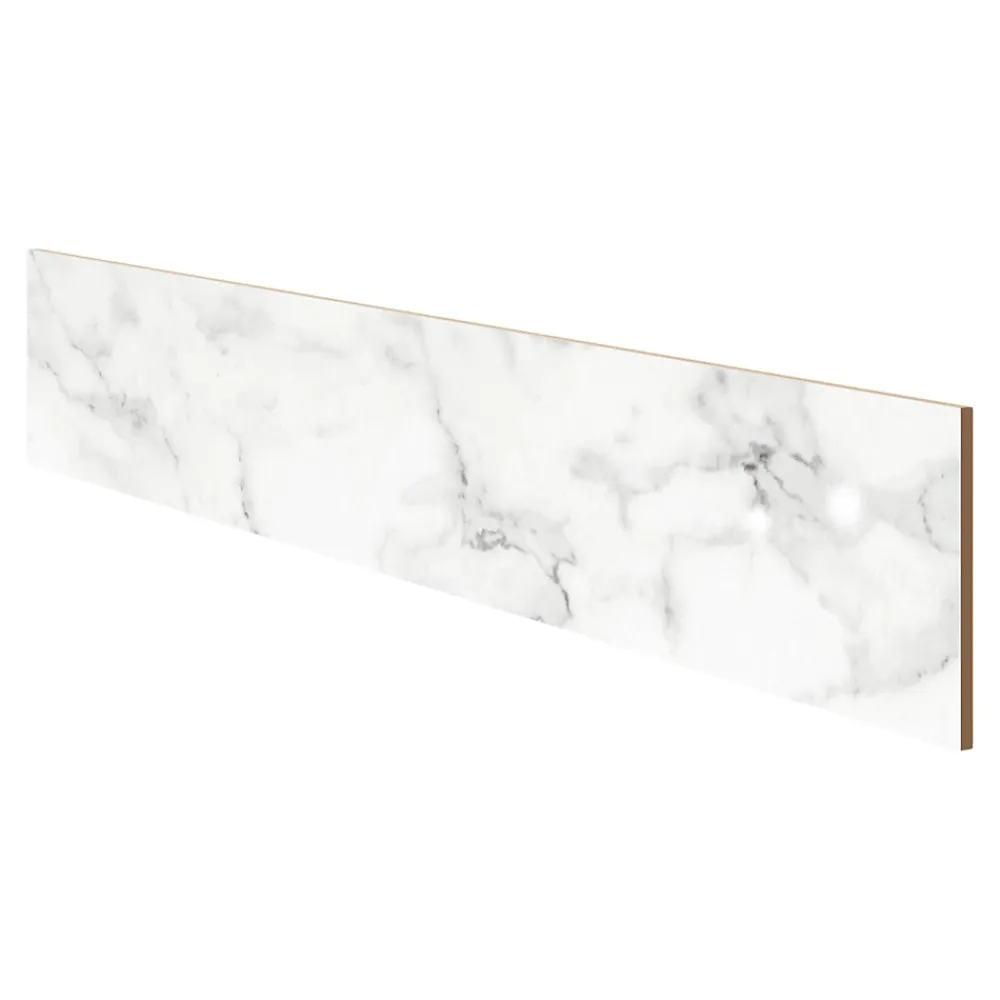 GoodHome 4 Plinthes en carrelage effet marbre blanc brillant L.60,8 x 9 cm x ép.8,5 mm, Aruma- Plinthe Pour Carrelage Sol