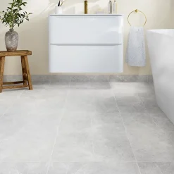 Plinthe Pour Carrelage Sol<5 Plinthes en carrelage gris clair effet pierre L.45 x l.7,5 cm x ép.9 mm, Limo