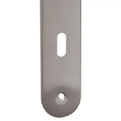 Poignée De Porte<2 poignées de porte sur plaque rond avec serrure Amga, entraxe 195mm, coloris gris satiné