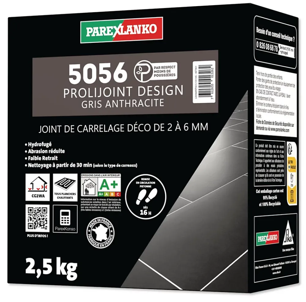 Parexlanko 5056 prolijoint design anthracite 2.5kg- Joint Carrelage Sol