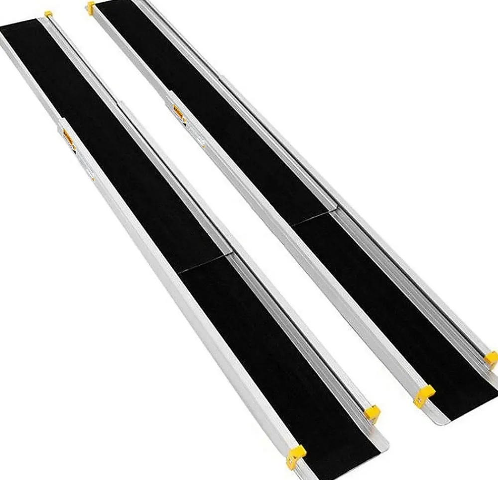 Giantex Barre De Seuil|Barre De Seuil<2 Rampes de Chargement de Voiture Non glissantes en Aluminium Rampes de Fauteuil Roulant Portatives Telescopiques Antiderapante