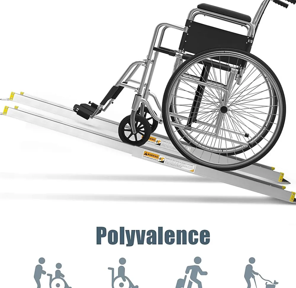 Giantex Barre De Seuil|Barre De Seuil<2 Rampes de Chargement de Voiture Non glissantes en Aluminium Rampes de Fauteuil Roulant Portatives Telescopiques Antiderapante
