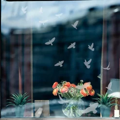 Ambiance Sticker 15 stickers oiseaux anti-collision translucide 65 x 65 cm- Film Occultant Pour Vitrage