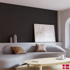Nordic Acoustics 2 x Panneaux Acoustiques Decoratifs Muraux en Noir Mat 240x32 cm- Panneau Tasseau Bois