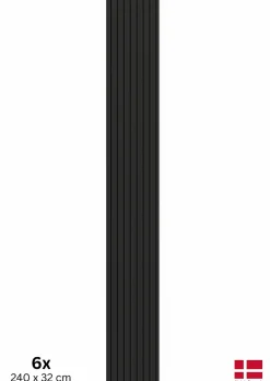 Nordic Acoustics 2 x Panneaux Acoustiques Decoratifs Muraux en Noir Mat 240x32 cm- Panneau Tasseau Bois