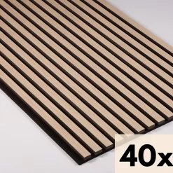 Nordic Acoustics Panneau Tasseau Bois<40 x Panneaux muraux acoustiques décoratifs PRO en tasseau de chêne classique de en 240x60cm