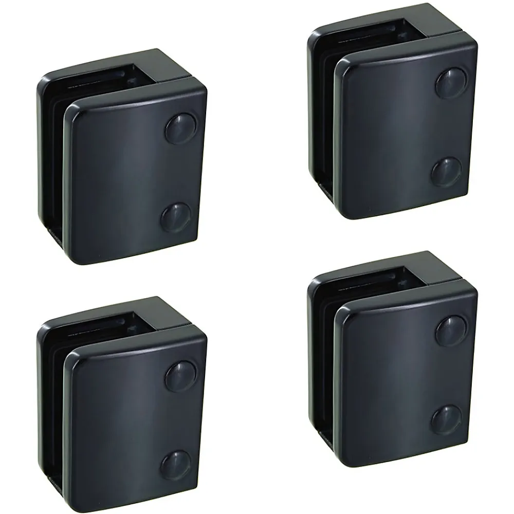 MySystem 4 x Pince à verre plate modèle 04 - Ep. verre 17,52 mm - Zamak noir RAL 9005- Garde-Corps, Balustrade