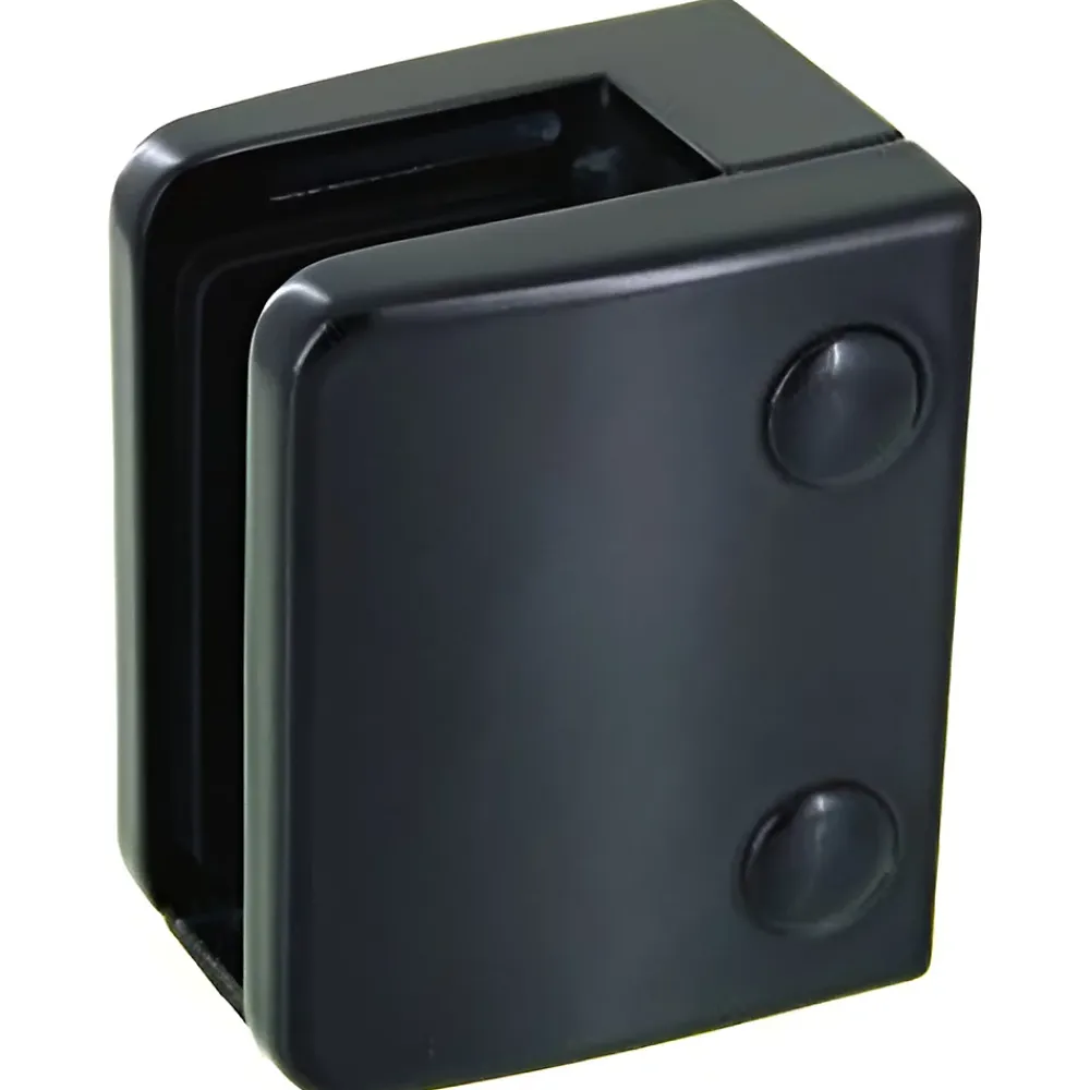 MySystem 4 x Pince à verre plate modèle 04 - Ep. verre 17,52 mm - Zamak noir RAL 9005- Garde-Corps, Balustrade