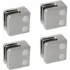 MySystem 4 x Pince à verre plate modèle 01 - Ep. verre 9,52 mm - Inox 316 brossé GR320- Garde-Corps, Balustrade