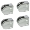 MySystem 4 x Pince à verre plate modèle 00 - Ep. verre 6,76 mm - Zamak chromé brillant- Garde-Corps, Balustrade