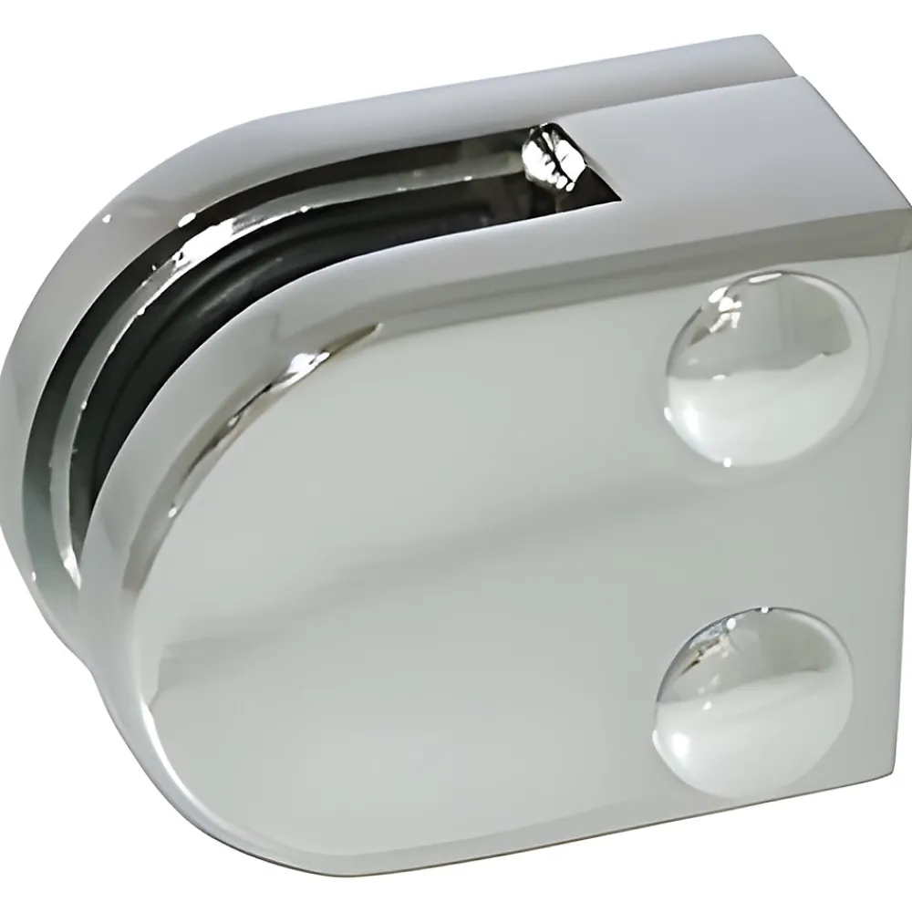 MySystem 4 x Pince à verre plate modèle 00 - Ep. verre 6,76 mm - Zamak chromé brillant- Garde-Corps, Balustrade