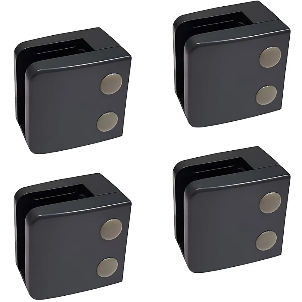 MySystem Garde-Corps, Balustrade<4 x Pince à verre plate modèle 06 - Ep. verre 10 mm - Inox noir anthracite